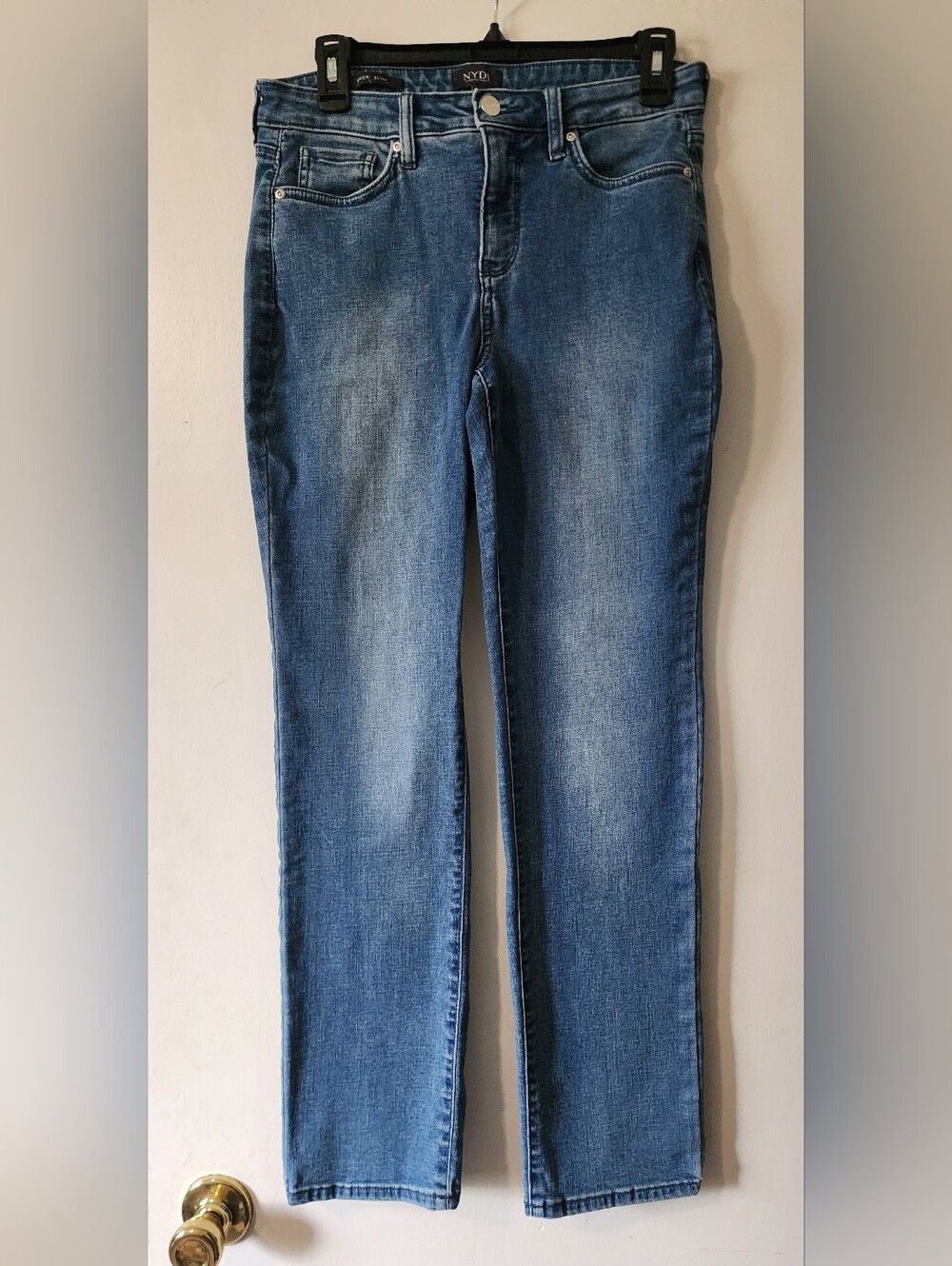 NYDJ Lift Tuck Technology Womens Blue Medium Wash Stretch Sheri Slim Jeans 6